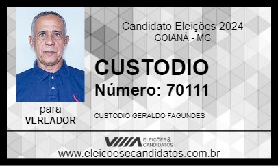 Candidato CUSTODIO 2024 - GOIANÁ - Eleições