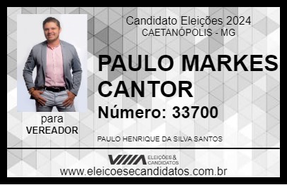 Candidato PAULO MARKES CANTOR 2024 - CAETANÓPOLIS - Eleições