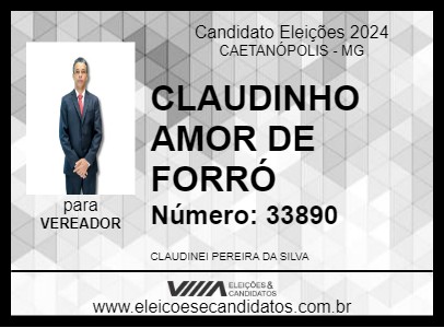 Candidato CLAUDINHO AMOR DE FORRÓ 2024 - CAETANÓPOLIS - Eleições