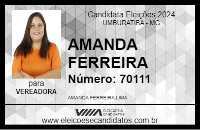 Candidato AMANDA FERREIRA 2024 - UMBURATIBA - Eleições