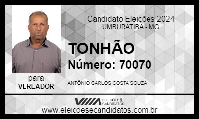 Candidato TONHÃO 2024 - UMBURATIBA - Eleições