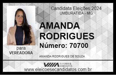 Candidato AMANDA RODRIGUES 2024 - UMBURATIBA - Eleições