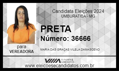 Candidato PRETA 2024 - UMBURATIBA - Eleições