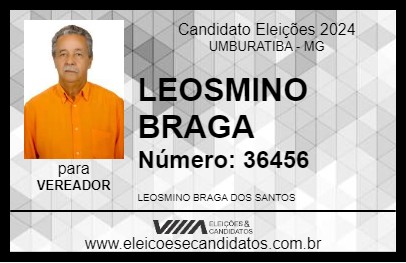 Candidato LEOSMINO BRAGA 2024 - UMBURATIBA - Eleições