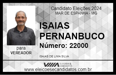 Candidato ISAIAS PERNANBUCO 2024 - MAR DE ESPANHA - Eleições