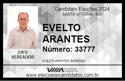 Candidato EVELTO ARANTES 2024 - SANTA VITÓRIA - Eleições