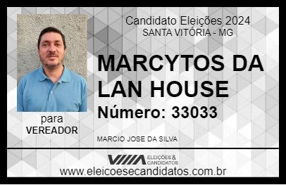 Candidato MARCYTOS DA LAN HOUSE 2024 - SANTA VITÓRIA - Eleições