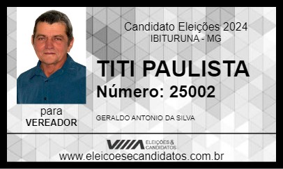 Candidato TITI PAULISTA 2024 - IBITURUNA - Eleições