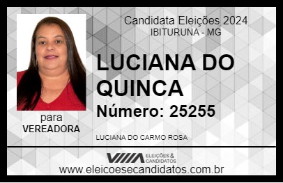 Candidato LUCIANA DO QUINCA 2024 - IBITURUNA - Eleições