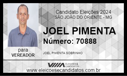 Candidato JOEL PIMENTA 2024 - SÃO JOÃO DO ORIENTE - Eleições