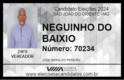 Candidato NEGUINHO DO BAIXIO 2024 - SÃO JOÃO DO ORIENTE - Eleições