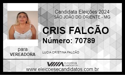 Candidato CRIS FALCÃO 2024 - SÃO JOÃO DO ORIENTE - Eleições