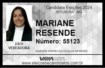 Candidato MARIANE RESENDE 2024 - IBITURUNA - Eleições