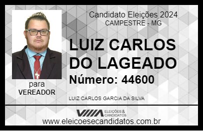 Candidato LUIZ CARLOS DO LAGEADO 2024 - CAMPESTRE - Eleições