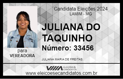 Candidato JULIANA DO TAQUINHO 2024 - LAMIM - Eleições