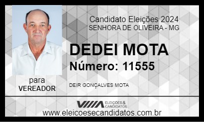 Candidato DEDEI MOTA 2024 - SENHORA DE OLIVEIRA - Eleições