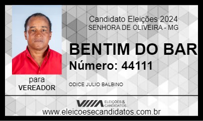 Candidato BENTIM DO BAR 2024 - SENHORA DE OLIVEIRA - Eleições