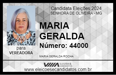 Candidato MARIA GERALDA 2024 - SENHORA DE OLIVEIRA - Eleições