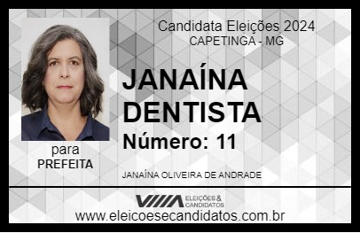 Candidato JANAÍNA DENTISTA 2024 - CAPETINGA - Eleições