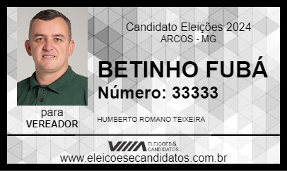 Candidato BETINHO FUBÁ 2024 - ARCOS - Eleições