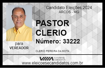 Candidato PASTOR CLERIO 2024 - ARCOS - Eleições