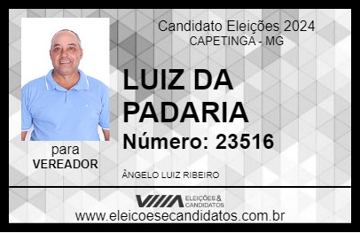 Candidato LUIZ DA PADARIA 2024 - CAPETINGA - Eleições