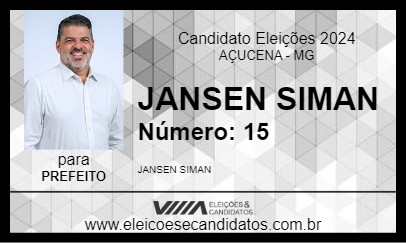 Candidato JANSEN SIMAN 2024 - AÇUCENA - Eleições