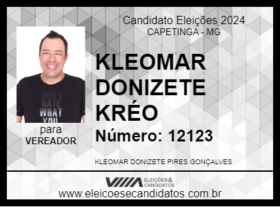 Candidato KLEOMAR DONIZETE KRÉO 2024 - CAPETINGA - Eleições