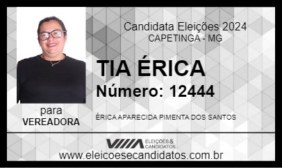 Candidato TIA ÉRICA 2024 - CAPETINGA - Eleições