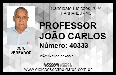 Candidato PROFESSOR JOÃO CARLOS 2024 - ITANHANDU - Eleições