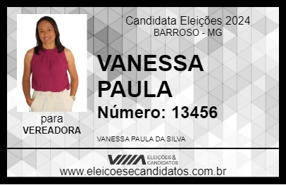 Candidato VANESSA PAULA 2024 - BARROSO - Eleições