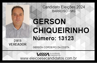 Candidato GERSON CHIQUEIRINHO 2024 - BARROSO - Eleições