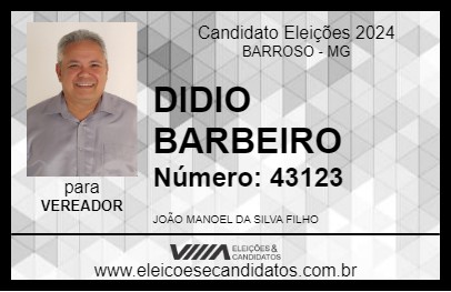 Candidato DIDIO BARBEIRO 2024 - BARROSO - Eleições