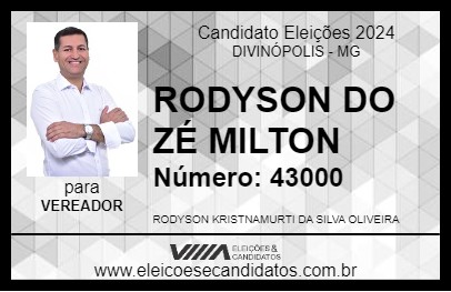 Candidato RODYSON DO ZÉ MILTON 2024 - DIVINÓPOLIS - Eleições