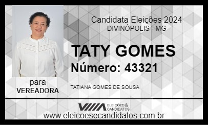 Candidato TATY GOMES 2024 - DIVINÓPOLIS - Eleições