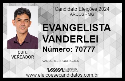 Candidato EVANGELISTA VANDERLEI 2024 - ARCOS - Eleições