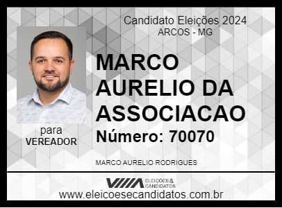 Candidato MARCO AURELIO DA ASSOCIACAO 2024 - ARCOS - Eleições