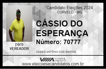 Candidato CÁSSIO DO ESPERANÇA 2024 - CURVELO - Eleições