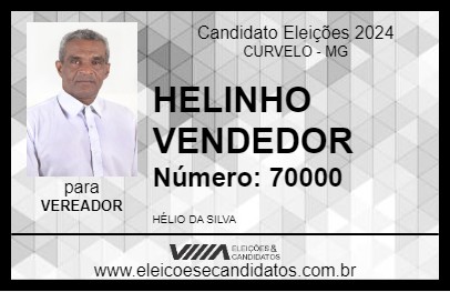 Candidato HELINHO VENDEDOR 2024 - CURVELO - Eleições