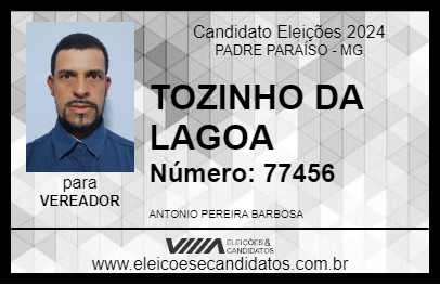 Candidato TOZINHO DA LAGOA 2024 - PADRE PARAÍSO - Eleições