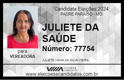 Candidato JULIETE DA SAÚDE 2024 - PADRE PARAÍSO - Eleições