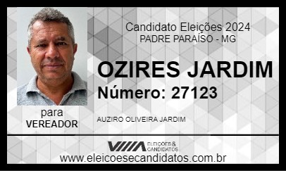 Candidato OZIRES JARDIM 2024 - PADRE PARAÍSO - Eleições