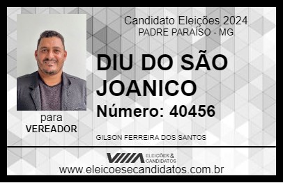 Candidato DIU DO SÃO JOANICO 2024 - PADRE PARAÍSO - Eleições