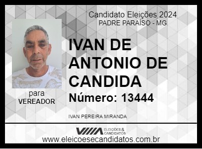 Candidato IVAN DE ANTONIO DE CANDIDA 2024 - PADRE PARAÍSO - Eleições