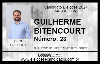 Candidato GUILHERME BITENCOURT 2024 - RAPOSOS - Eleições