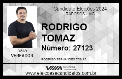 Candidato RODRIGO TOMAZ 2024 - RAPOSOS - Eleições