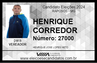 Candidato HENRIQUE CORREDOR 2024 - RAPOSOS - Eleições