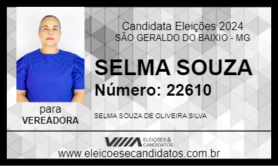 Candidato SELMA SOUZA 2024 - SÃO GERALDO DO BAIXIO - Eleições