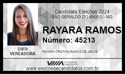 Candidato RAYARA RAMOS 2024 - SÃO GERALDO DO BAIXIO - Eleições