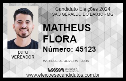 Candidato MATHEUS FLORA 2024 - SÃO GERALDO DO BAIXIO - Eleições